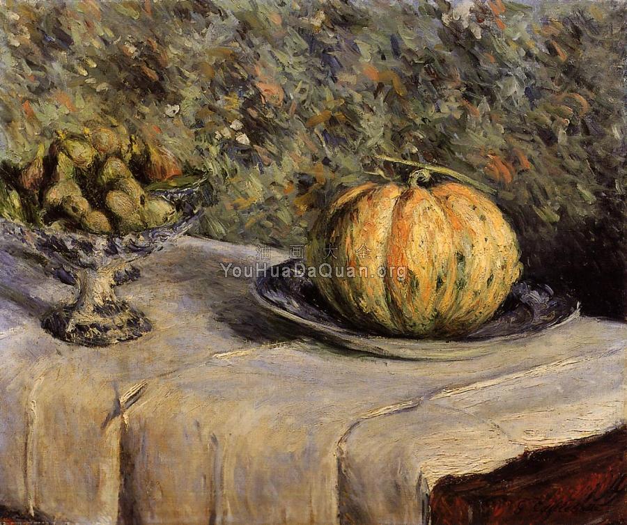 Melon and Bowl of Figs Gustave Caillebotte - 古斯塔夫·卡里伯特